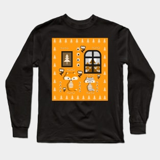 Little foxes waiting for Santa- yellow version Long Sleeve T-Shirt